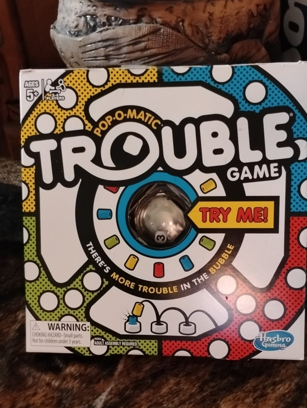Hasbro Trouble Board Game - White, Black, Blue, Red, Yellow, Green
